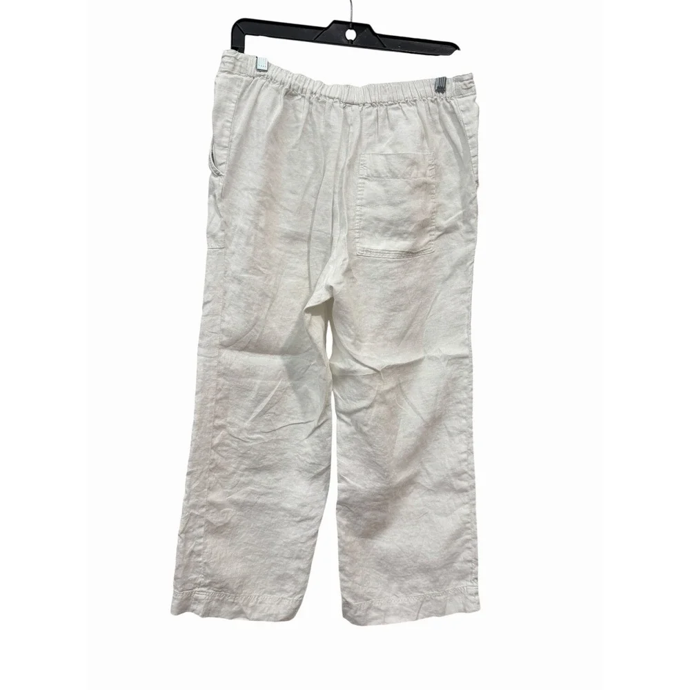 Everlane Pants Women's 8 White 100% Linen Patch Pocket Wide Leg Crop #CC12-1
